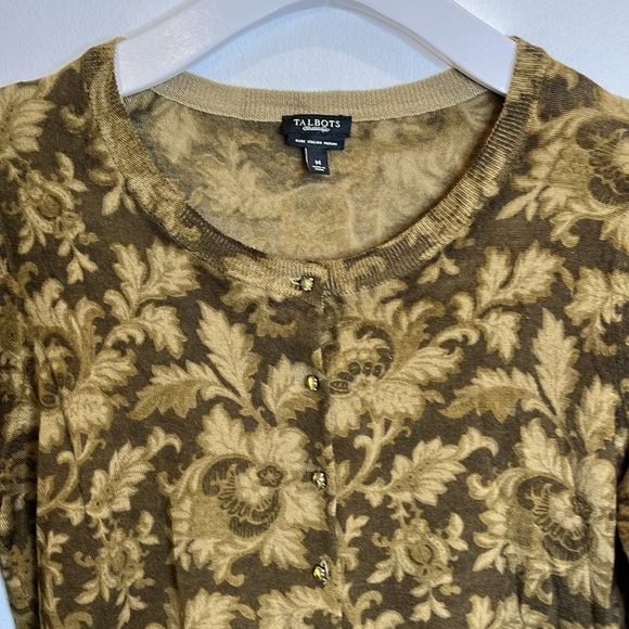 Talbot's Knit Green Floral Cardigan Women's Medium - Picture 4 of 7